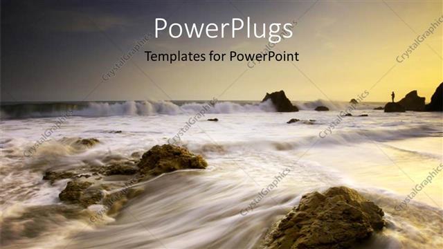  Presentation with rocks - A stream flowing through the rocks with sky in the background