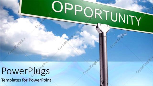  Presentation with skies - Street sign of opportunity with blue skies as a metaphor positive thinking