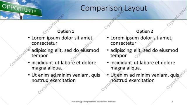 Comparison presentation slide layout