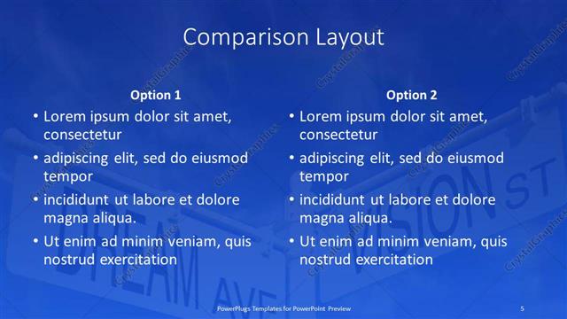 Comparison presentation slide layout
