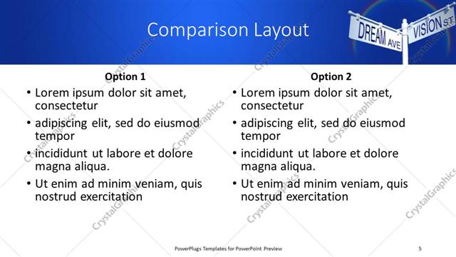 Comparison presentation slide layout