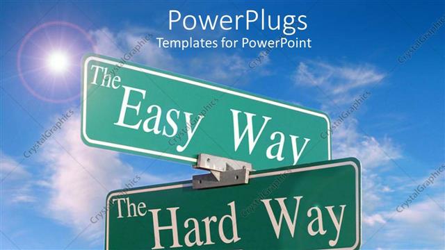  Presentation with skies - Street signs blue skies directions the easy hard way choices business planning