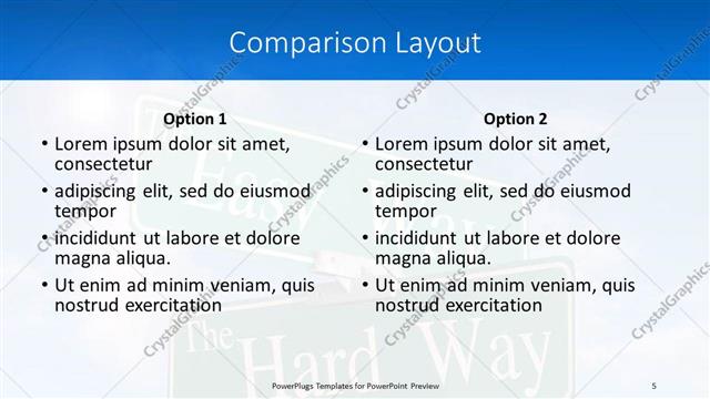 Comparison presentation slide layout