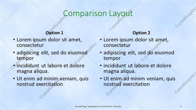 Comparison presentation slide layout