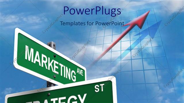  Presentation with marketing strategy - Street signs intersection of Marketing Ave and Strategy St.