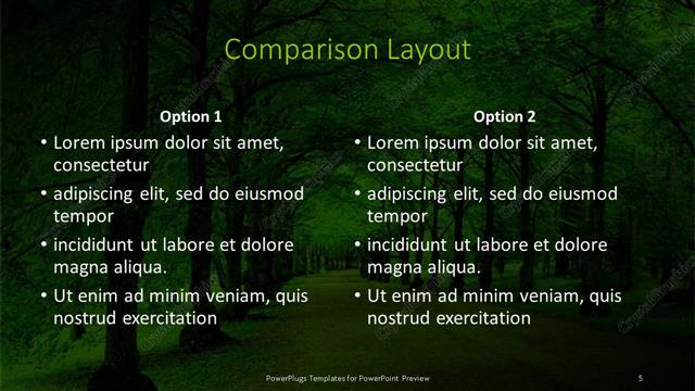 Comparison presentation slide layout