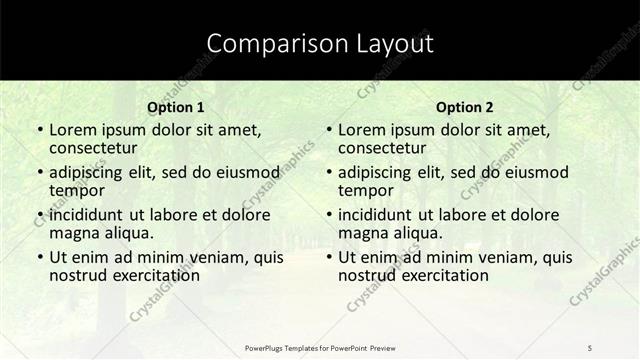 Comparison presentation slide layout