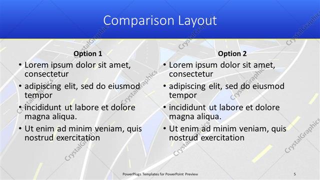 Comparison presentation slide layout