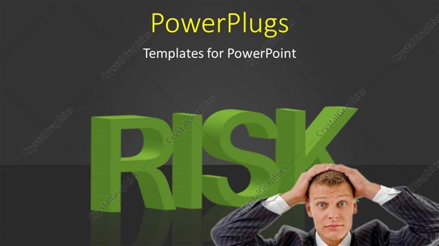  Presentation with stressed - Stressed out businessman with hands on head next to word Risk