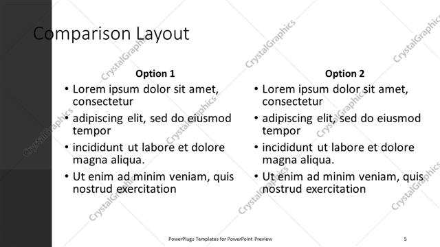 Comparison presentation slide layout