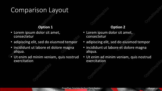 Comparison presentation slide layout