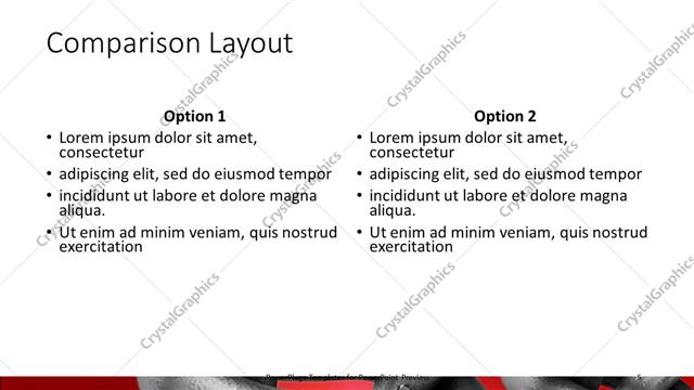Comparison presentation slide layout