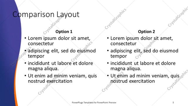 Comparison presentation slide layout