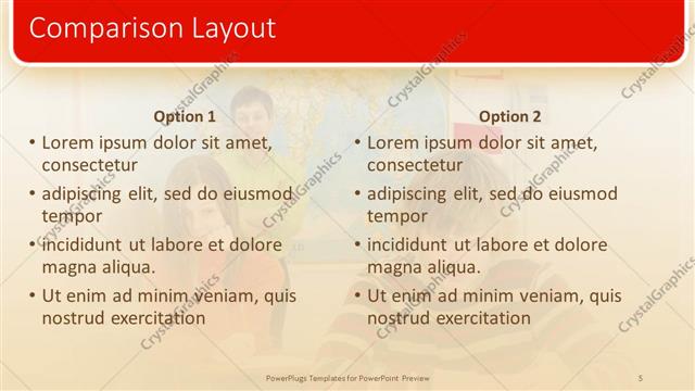 Comparison presentation slide layout
