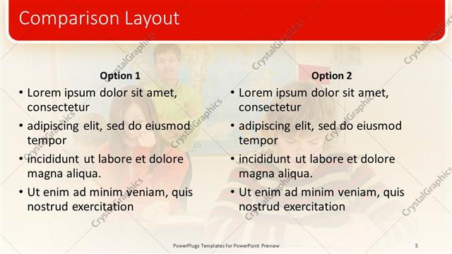 Comparison presentation slide layout