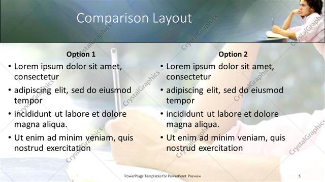 Comparison presentation slide layout