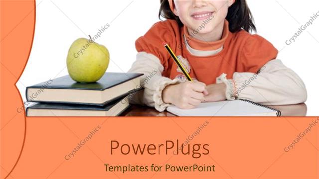  Presentation with apple - A student holding the pencil and an apple