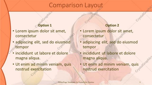 Comparison presentation slide layout