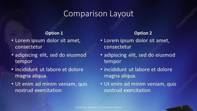 Comparison presentation slide layout