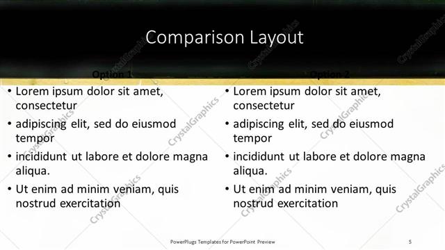 Comparison presentation slide layout