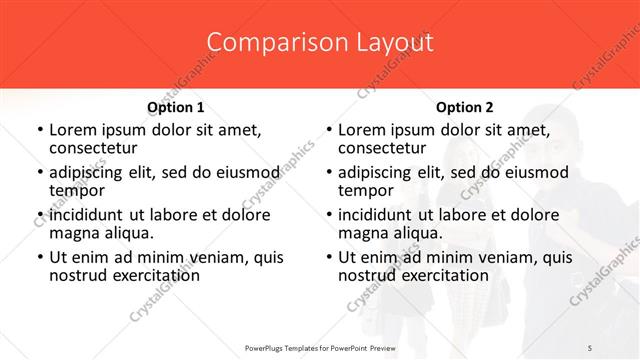 Comparison presentation slide layout