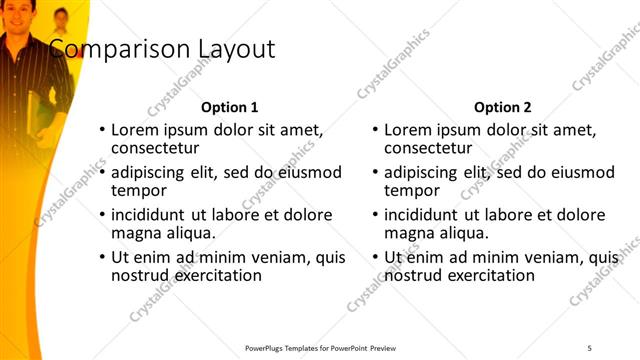 Comparison presentation slide layout