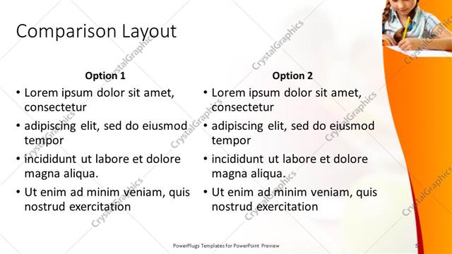 Comparison presentation slide layout