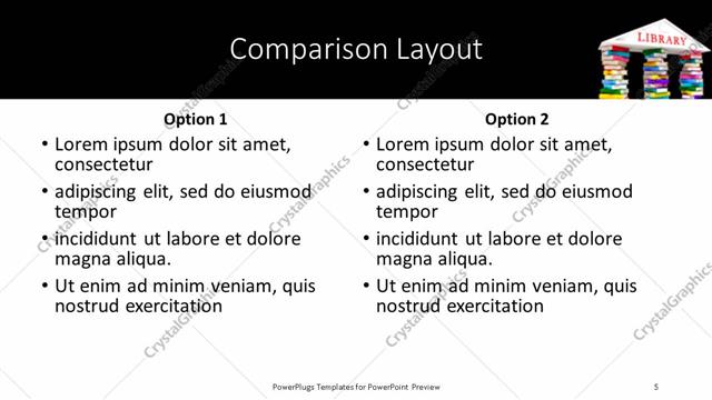 Comparison presentation slide layout