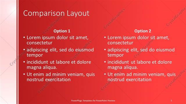 Comparison presentation slide layout