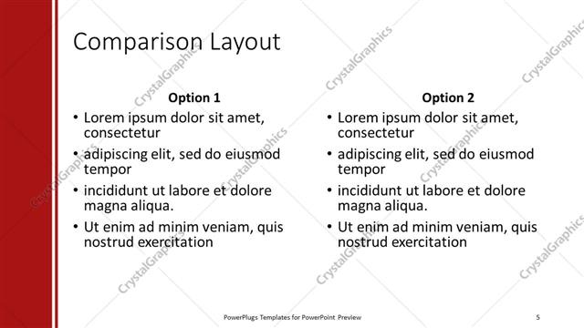 Comparison presentation slide layout