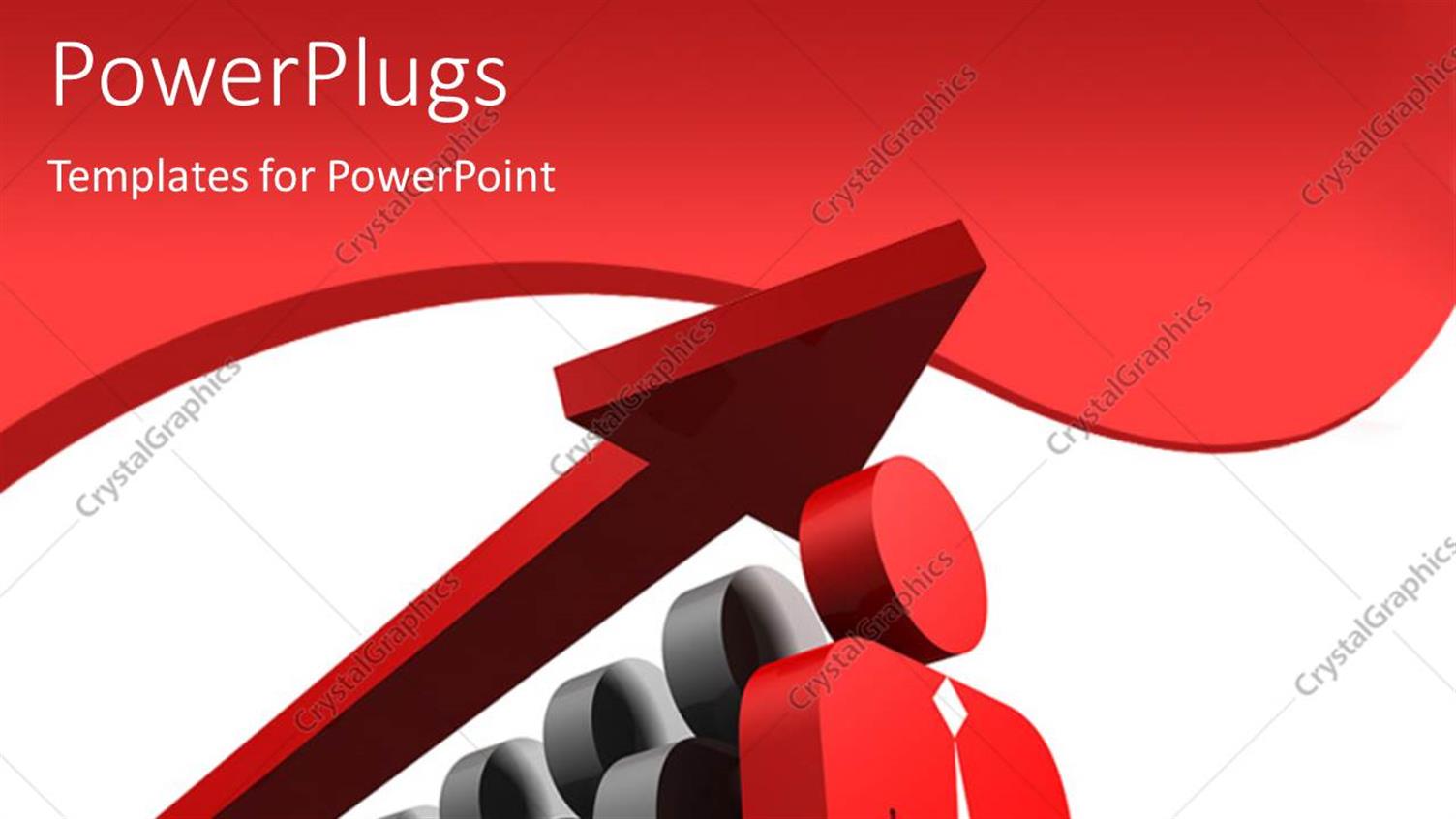 Featuring Stylized Group of People Standing in a Row with Red Leader Person and arRow