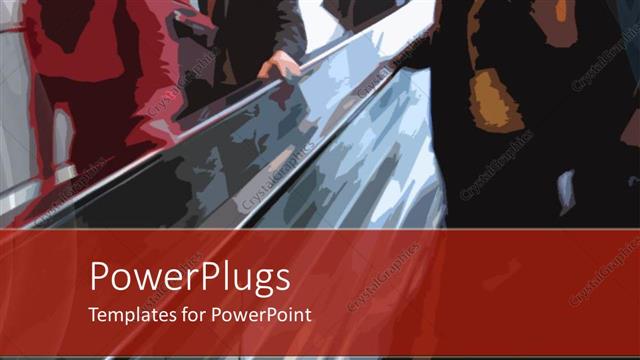  Presentation with stylized - Stylized people going up an escalator