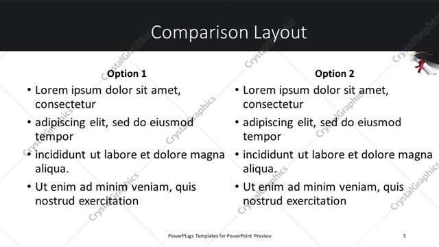 Comparison presentation slide layout