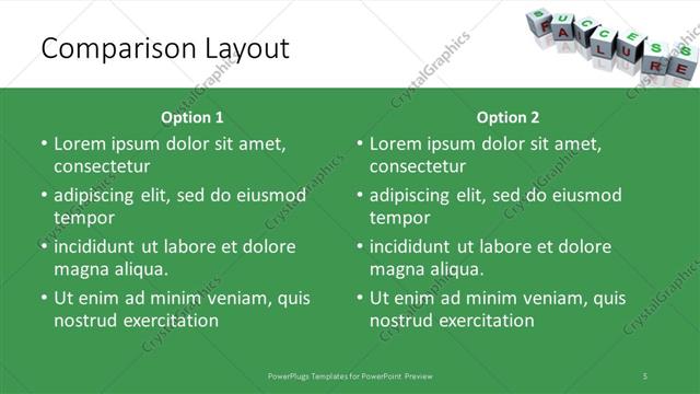 Comparison presentation slide layout