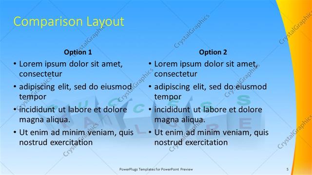 Comparison presentation slide layout