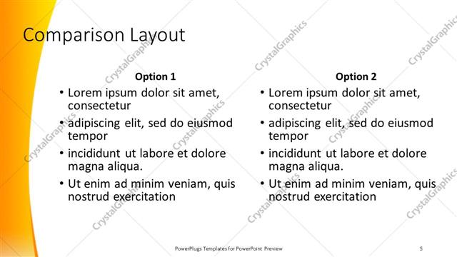Comparison presentation slide layout