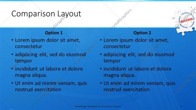 Comparison presentation slide layout