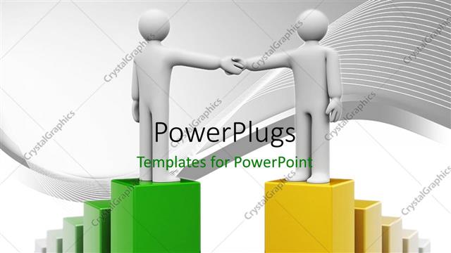  Presentation with successful - Two people with a number of boxes and white background