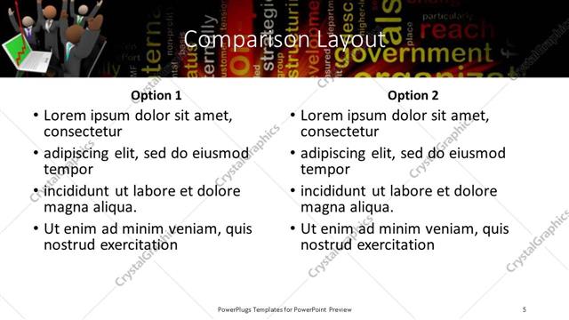 Comparison presentation slide layout