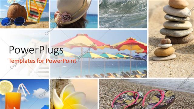  Presentation with summer holiday - Summer holiday collage with different pictures like water, stones, hat, juice