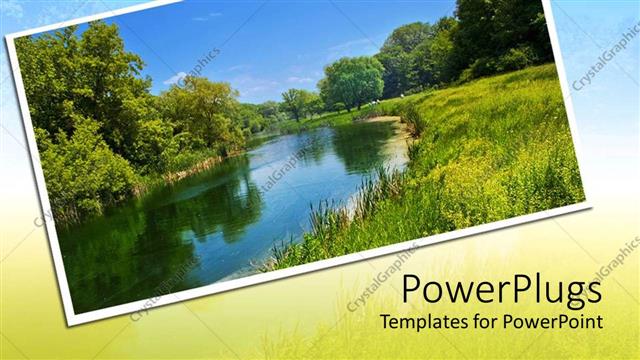  Presentation with summer - Summer landscape hanging on background with faded vegetation and blue sky