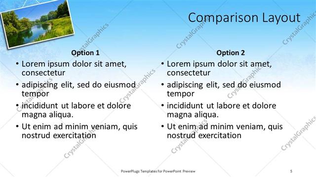 Comparison presentation slide layout