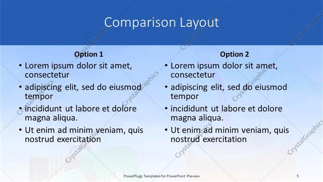 Comparison presentation slide layout