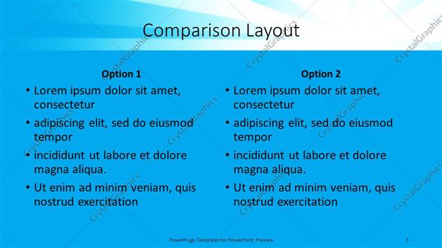 Comparison presentation slide layout