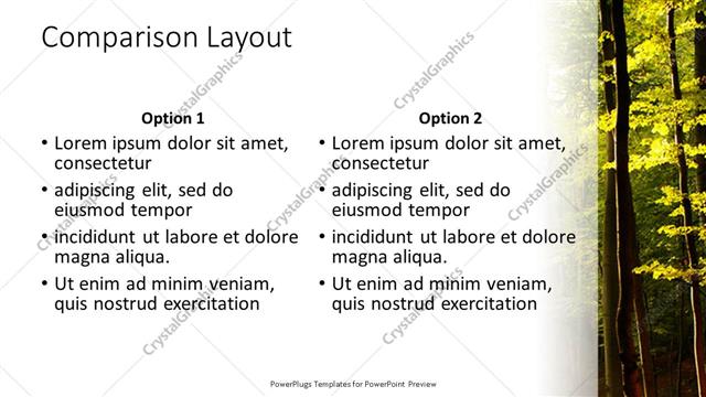 Comparison presentation slide layout