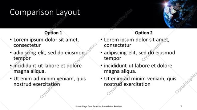 Comparison presentation slide layout