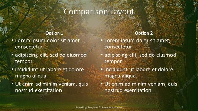 Comparison presentation slide layout