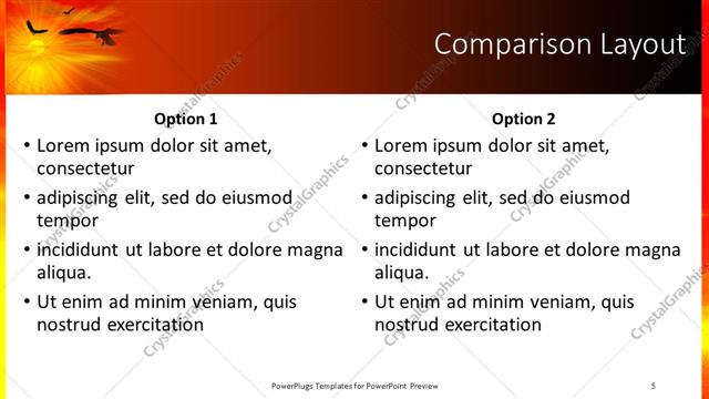 Comparison presentation slide layout