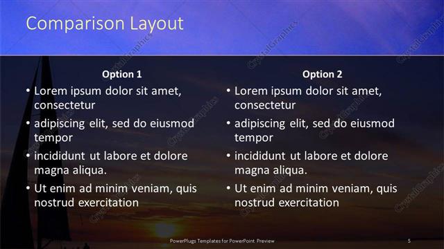 Comparison presentation slide layout