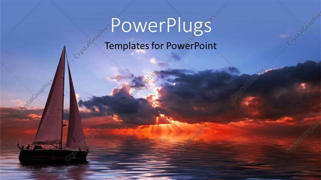  Presentation with sailing - Sun set view of a boat on an open sea